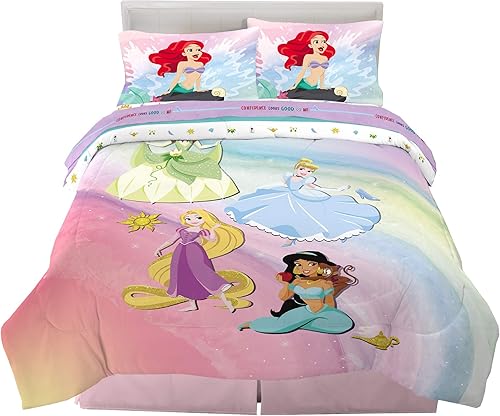 Franco - Juego de sábanas y edredón infantiles súper suaves, 5 piezas, tamaño matrimonial, con diseño de princesas Disney Cruce de animales,Tiburón