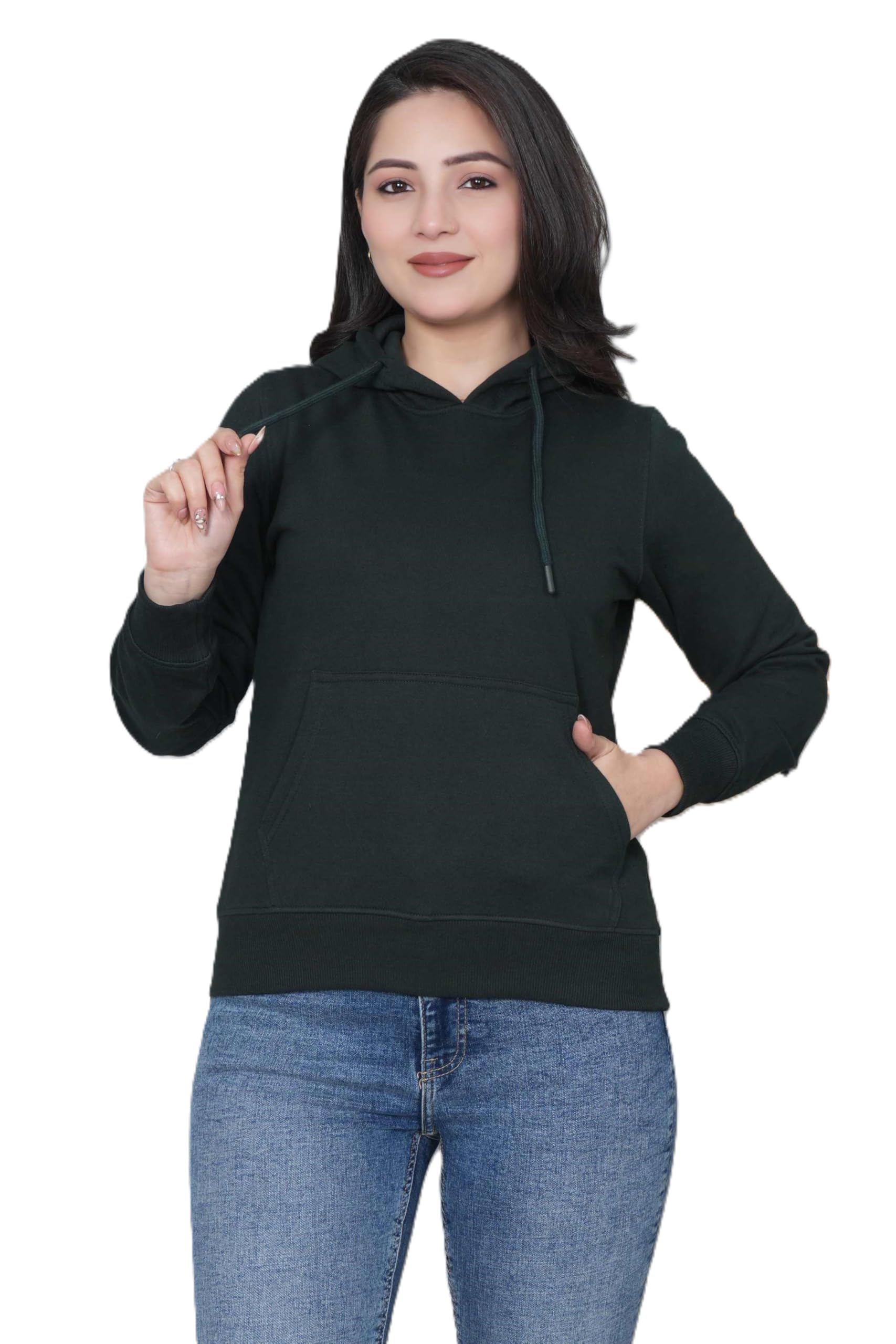 Solid Cotton Long Sleeves Hoodie Jacket Sweatshirt for Women | Slim Fit Cotton Winter Sweatshirts with Pocket & Drawcords | Lightweight & Soft Comfortable Winter Wear Outdoor Jackets-image-12
