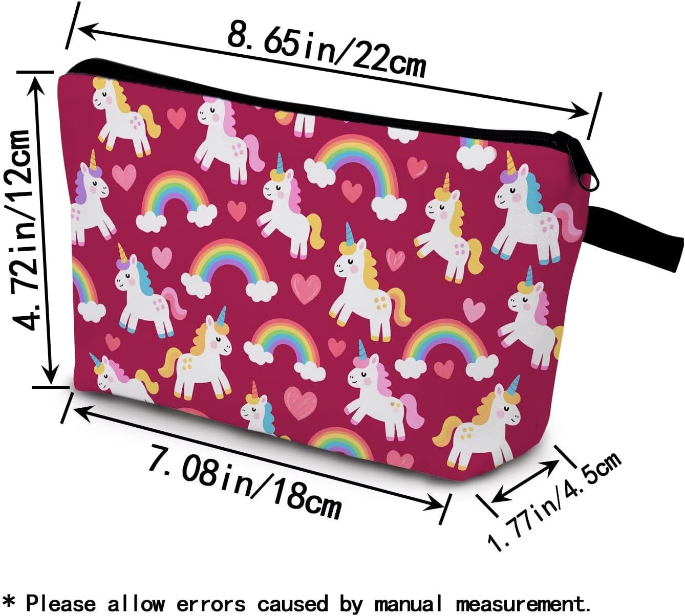 Rainbow Unicorn Print Small Cosmetic Bag -2 image 2