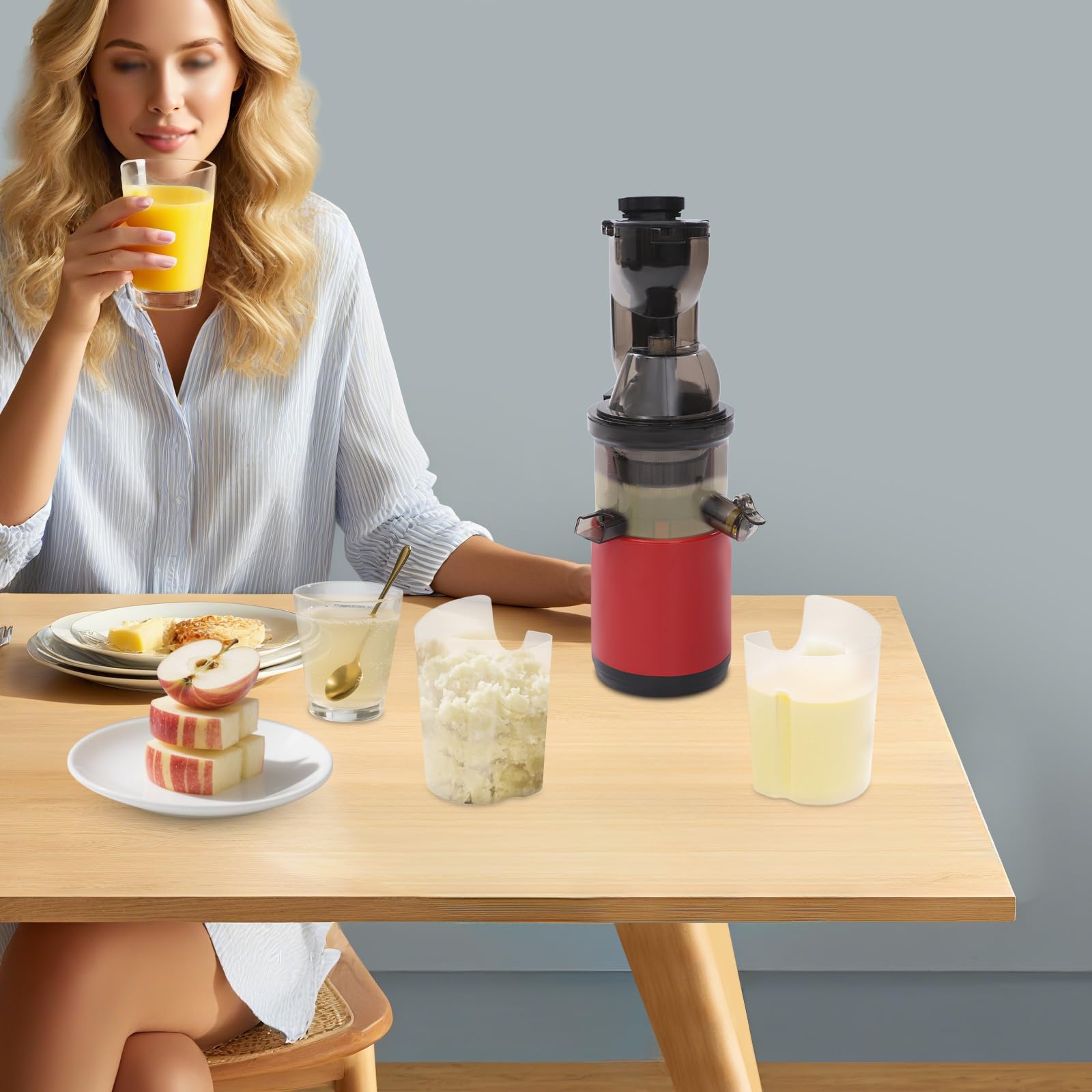 Exprimidor eléctrico Slow Juicer, 500 W, exprimidor eléctrico para verduras y frutas, silencioso, con sistema antigoteo, ideal para una alimentación saludable