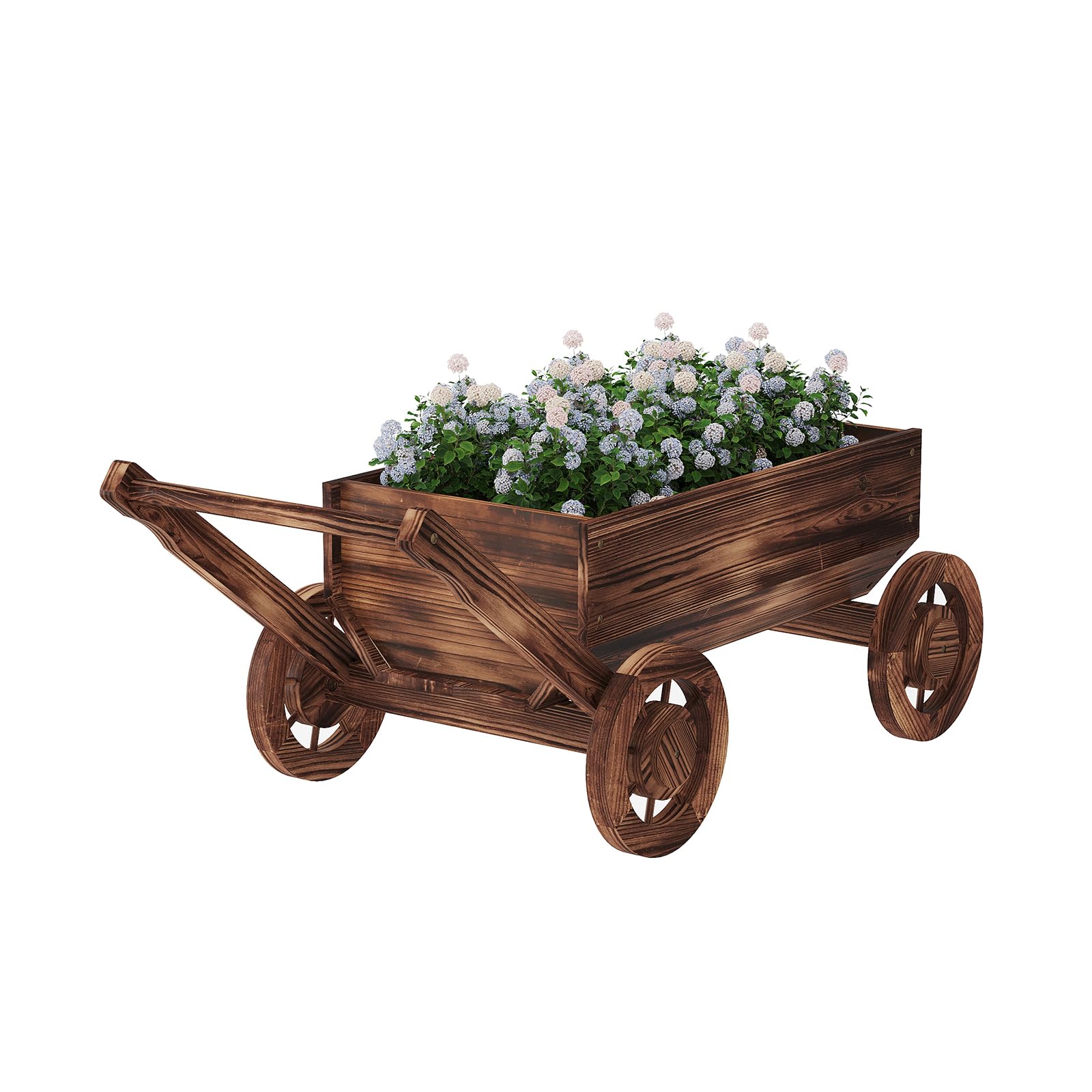 ガーデンワゴン　プランター　木製　多肉植物　観葉植物　花籠　ガーデニング Amazon.co.jp: 車輪付き木製フラワーカート 木製ワゴン