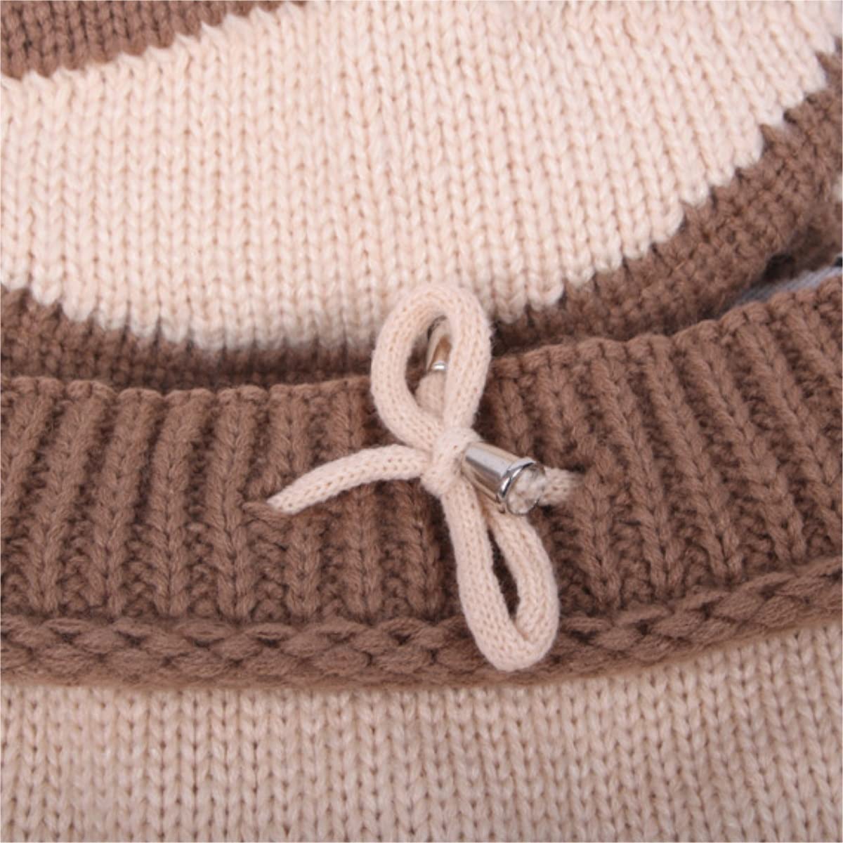 Gorro de Lana de Invierno para Mujer, Conjunto de Bufanda y mascarilla 3 en 1, Tejido de Punto (Beige, Talla única)