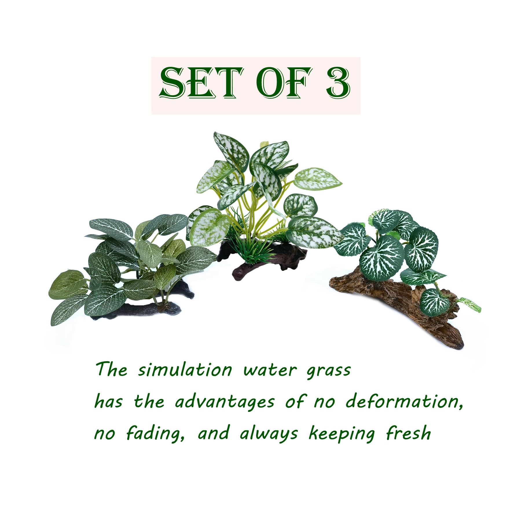 M2cbridge Plantes artificielles en Soie pour Aquarium - Herbe Aquatique - Décoration de Premier Plan (3 Herbes Vertes)