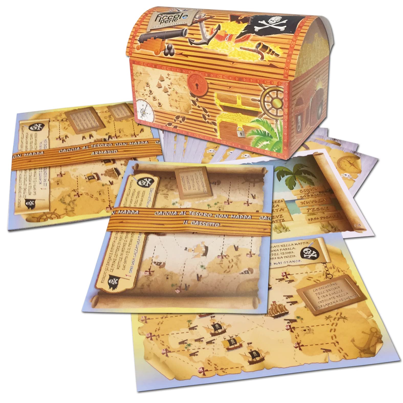 Caccia al tesoro con mappa in scatola per casa e casa/giardino 8-10 anni - per feste di compleanno - giochi per bambini