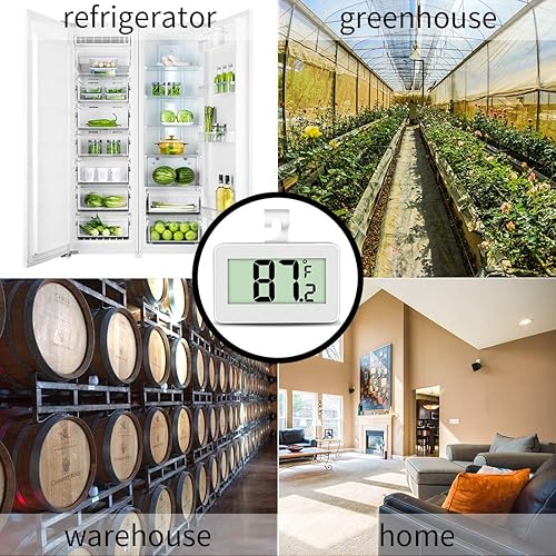 Miniatura 5 de Mini termómetro para nevera, paquete de 2 termómetros digitales para congelador, termómetro impermeable con gancho, pantalla LCD grande
