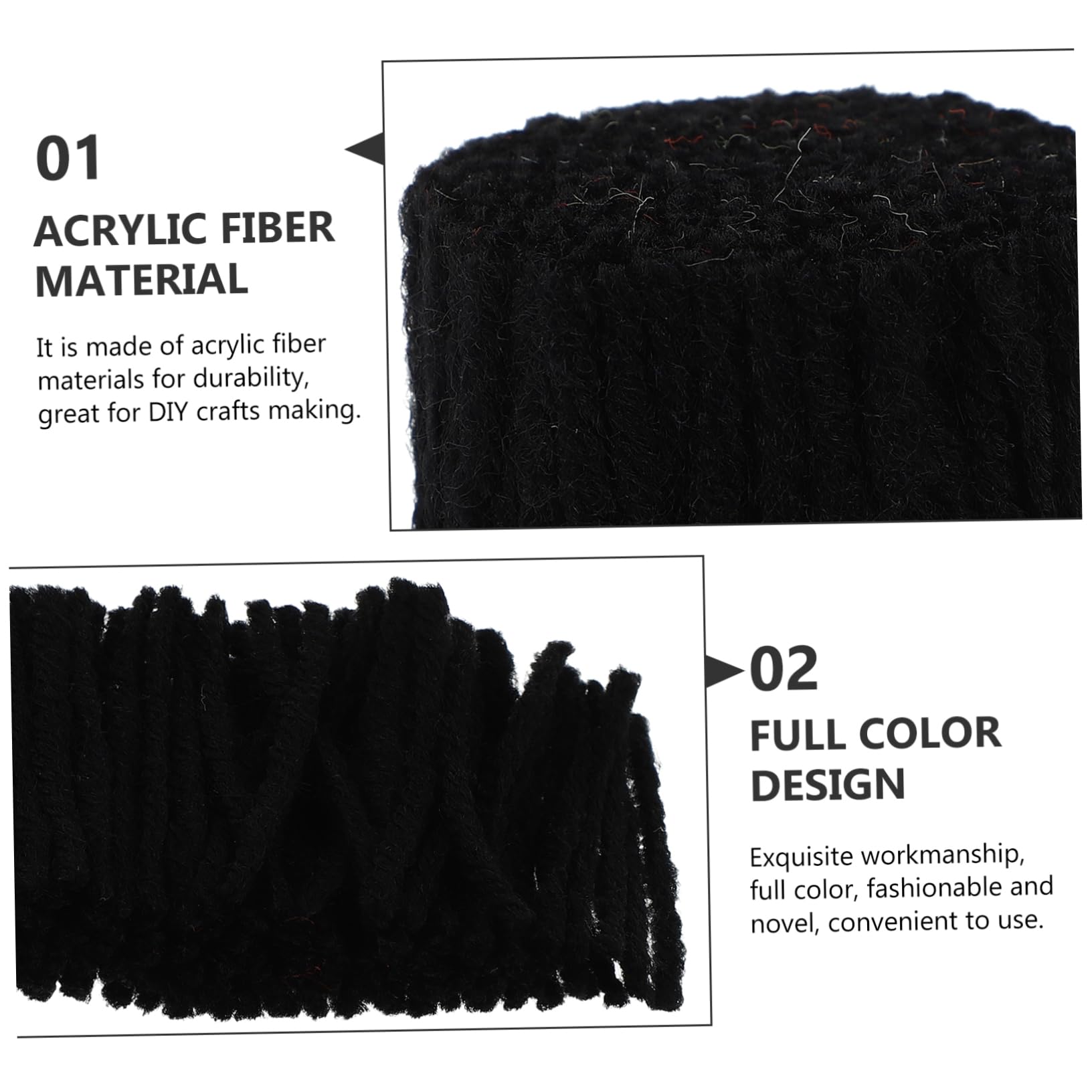 NUOBESTY 10 Rolls Black Latch Hook Wool Yarn Bundles for DIY Rug Making Pre-Cut Carpet Embroidery Yarn for Knotted Rugs Cushions - Image 2