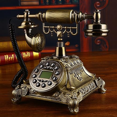 Miniatura 2 de Teléfono de esfera retro, teléfono fijo vintage de moda europea, hecho de resina cuadriculada, teléfono fijo para oficina, hogar, hotel, teléfono,
