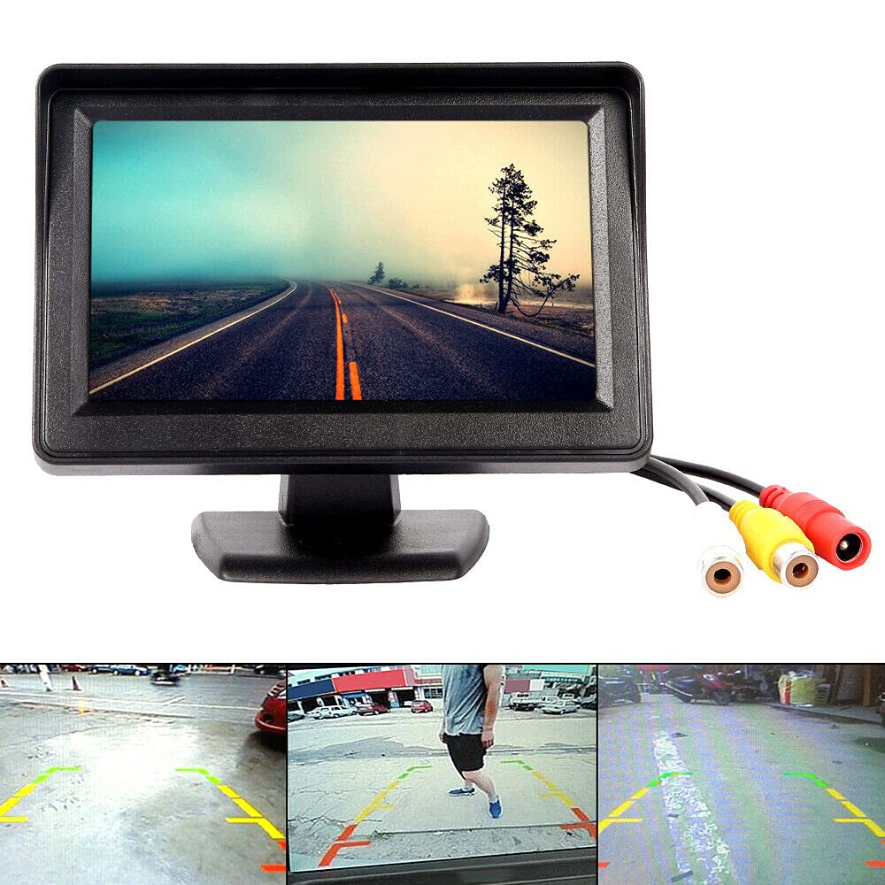 4,3 Pouces HD Écran de Moniteur de recul de Voiture pour remorque 12V-30V | Riloer Moniteur LCD TFT couleur numérique pour remorque de camion d'autobus de voiture pour caméra de recul de stationnement
