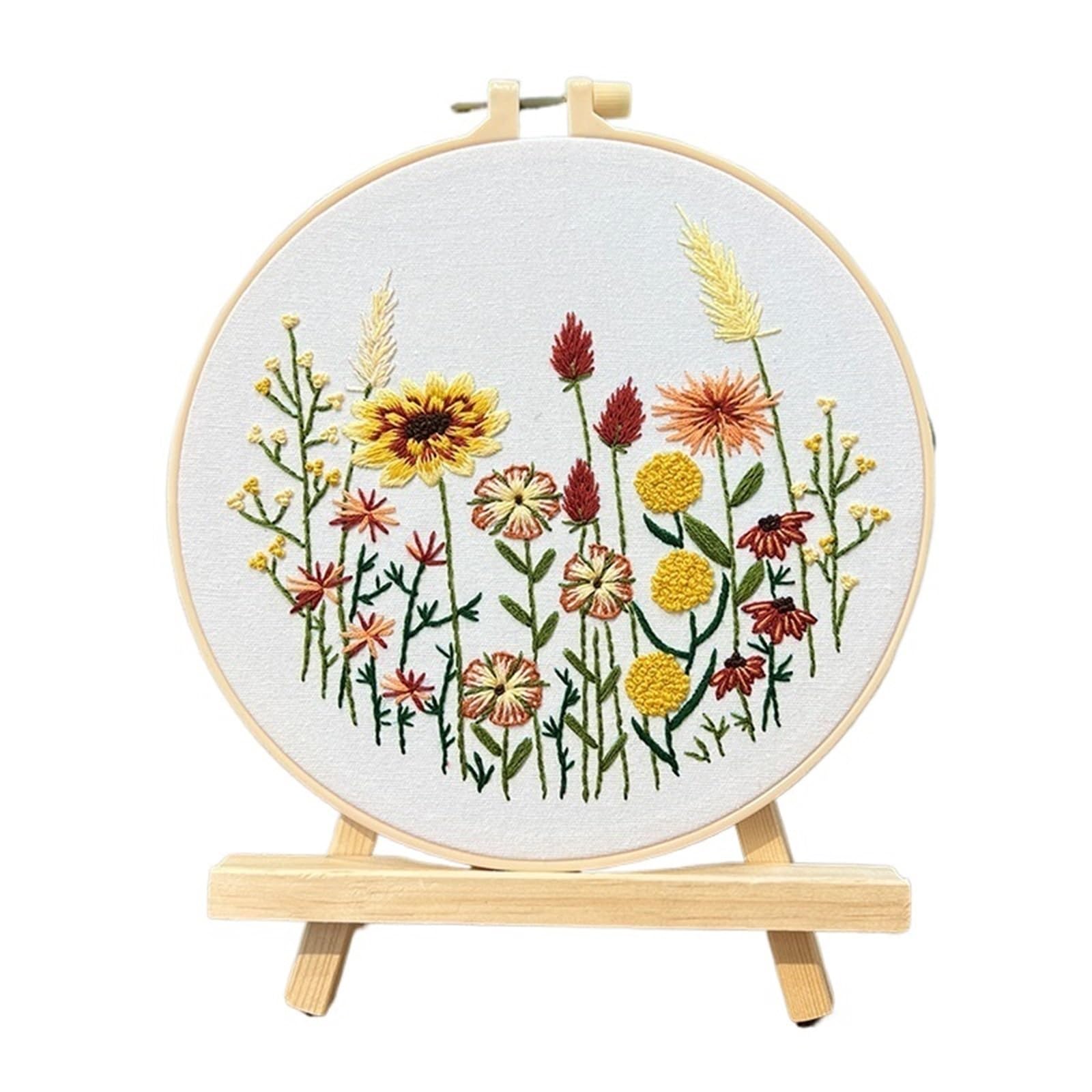 LKLNKVL embroidery, Embroidery Kit， Mbroidery Kit For Beginners Adults, Beginner(Color 02,With hoop(plastic))