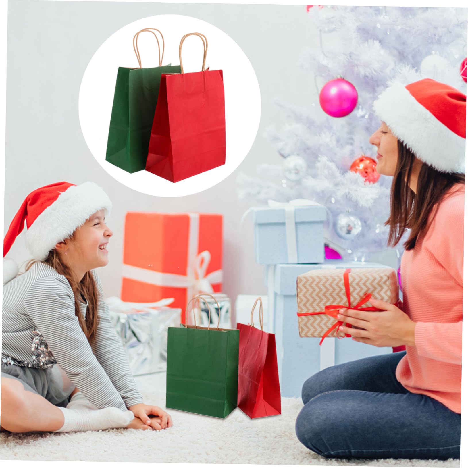 HOLIDYOYO 24pezzi Sacchetti Regalo di Natale in Carta Kraft Colorati per Festival per Piccoli Regali Artigianato e Caramelle