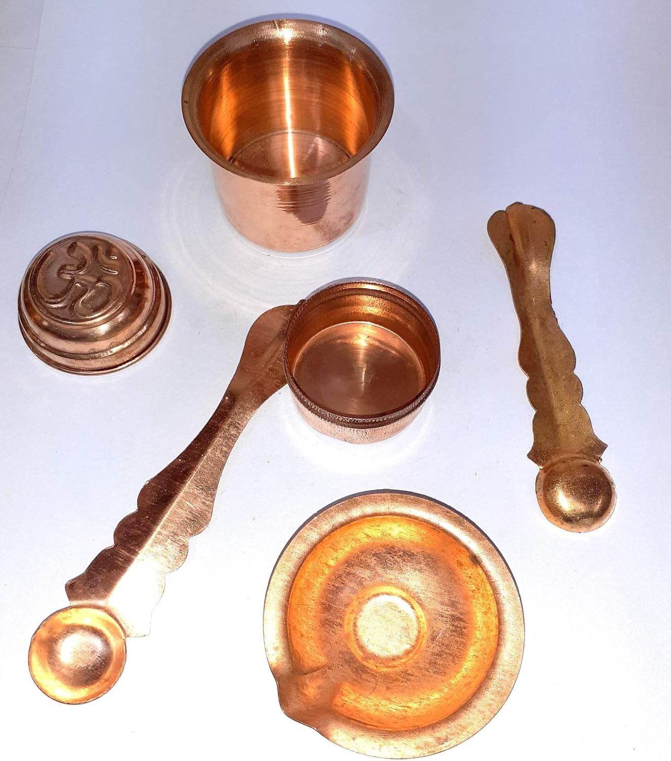 Full Set Pure Copper Hammered Design Serving Aytem Small Golden Pure Copper Antique Gold image 3