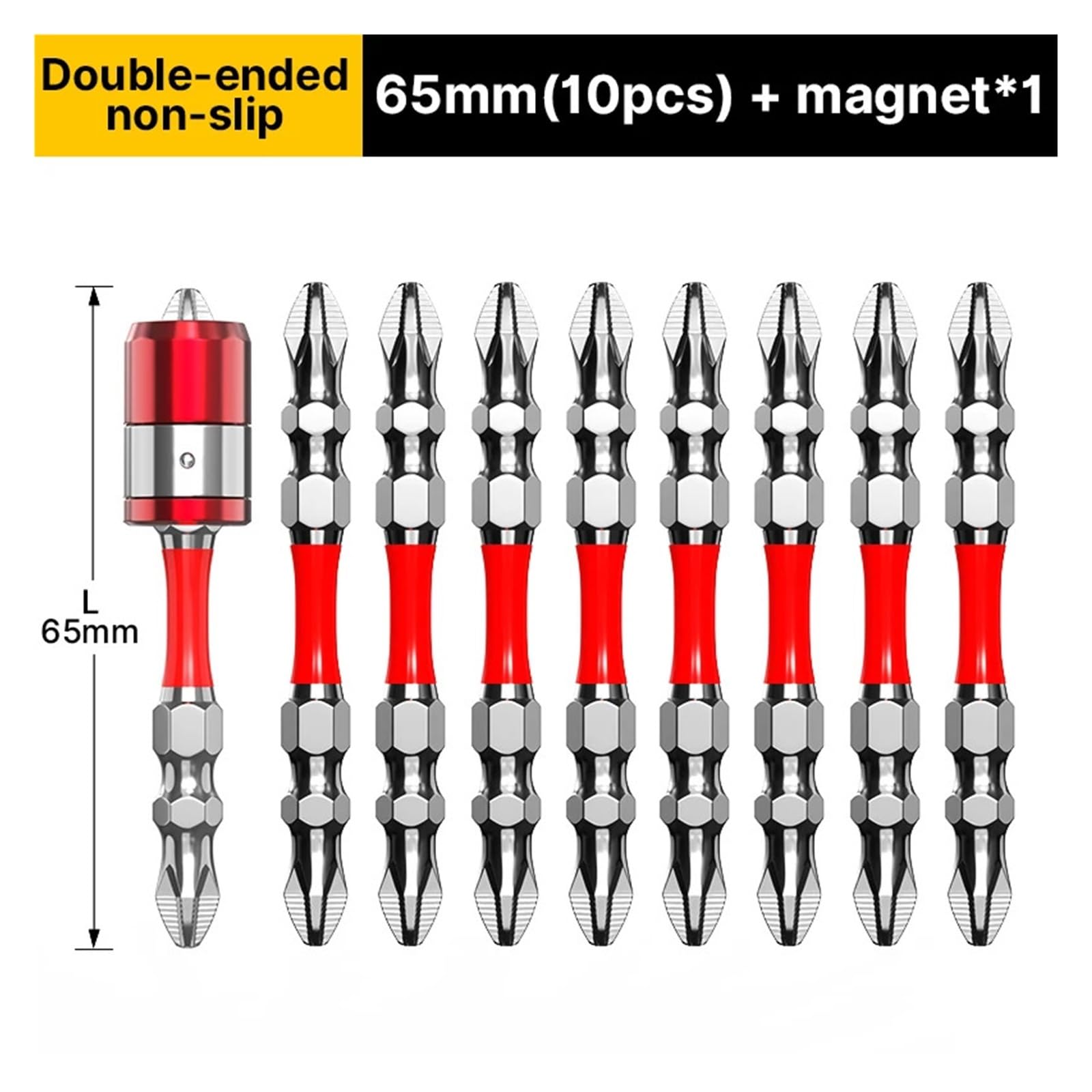 10 Uds 65mm 100mm doble extremo PH2 puntas de destornillador magnético vástago hexagonal antideslizante broca impacto cabezal cruzado herramientas Apto para madera y metal
