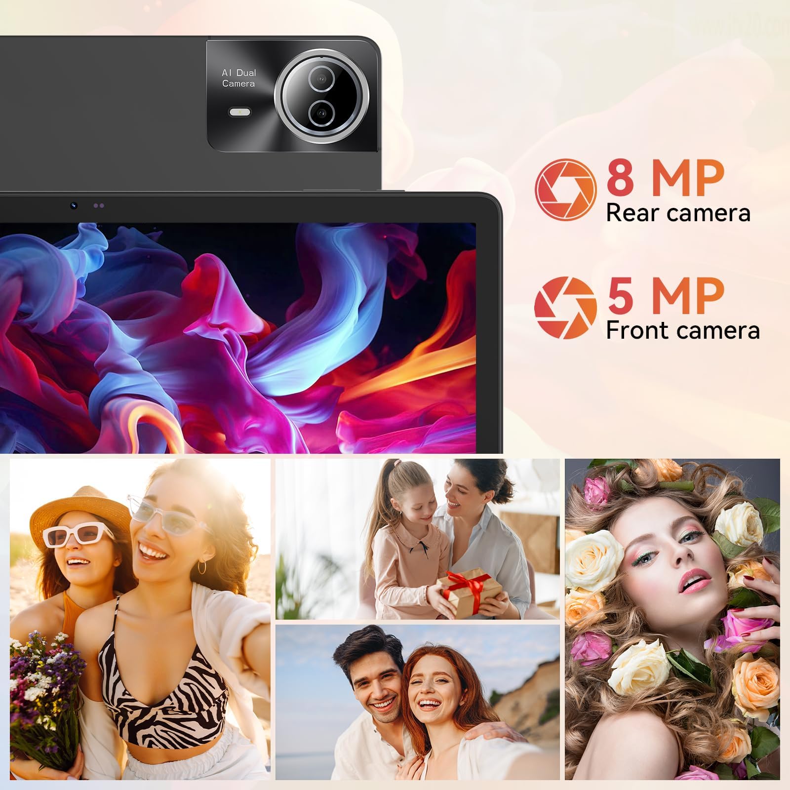 Ainmel 14 inch Tablet Android 15, 30GB+256GB(TF 1TB) Tablet with Pen and Keyboard, Octa-Core,10000mAh, Widevine L1, WiFi 6,1920x1200 IPS FHD, Dual Camera Tablets PC with Mouse Case Earphone (Black) — view 5