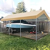 Vista 6 de Cubierta de toldo de repuesto para carport para carpa de automóvil, cubierta de refugio de garaje, lona con cuerdas elásticas de bolas