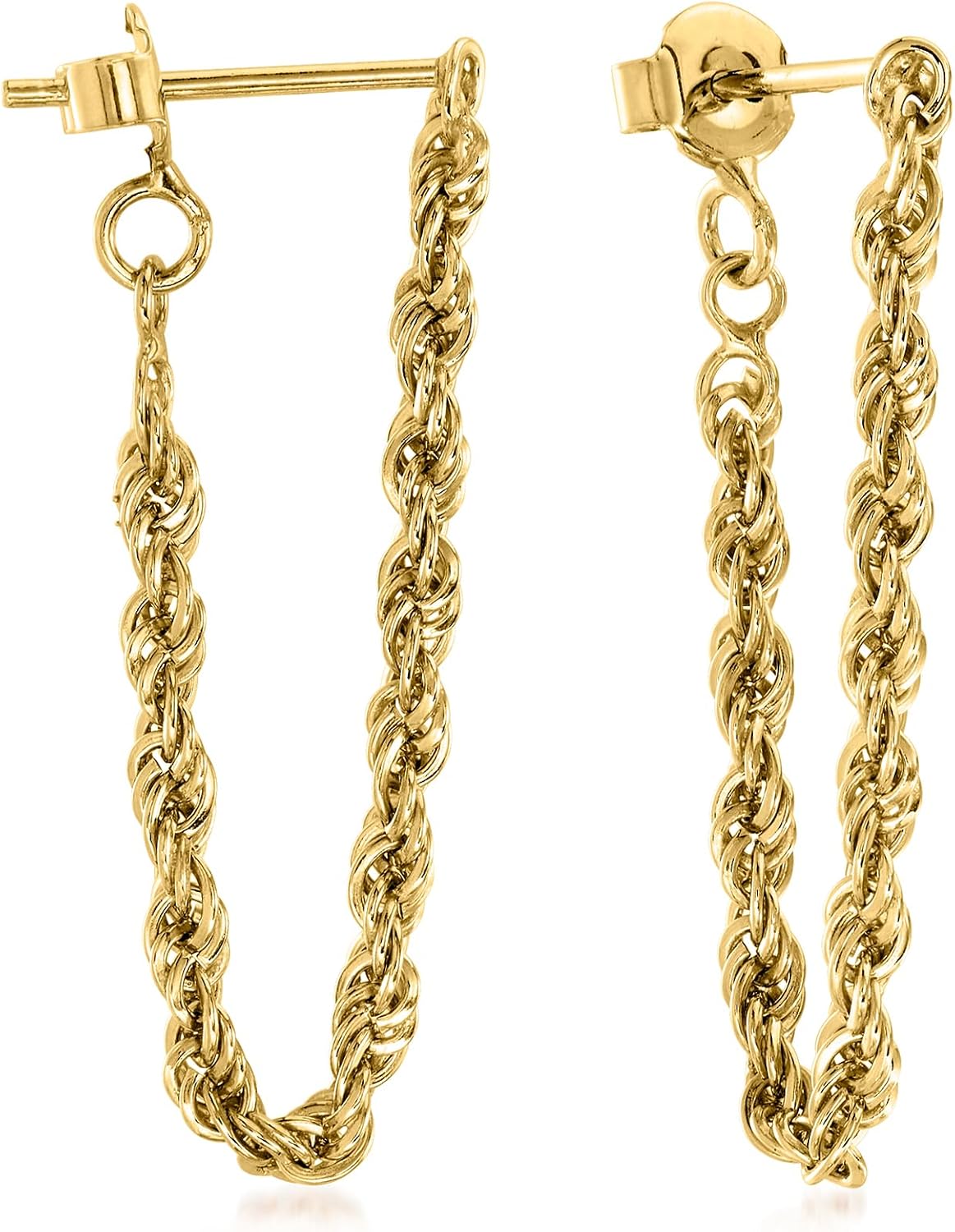 Ross-Simons 18kt Gold Over Sterling Endless Rope Chain Drop Earrings