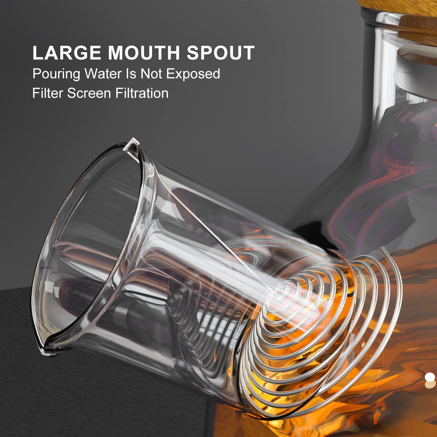Yuning Theepot glas, glazen theepot met bamboe deksel, 1