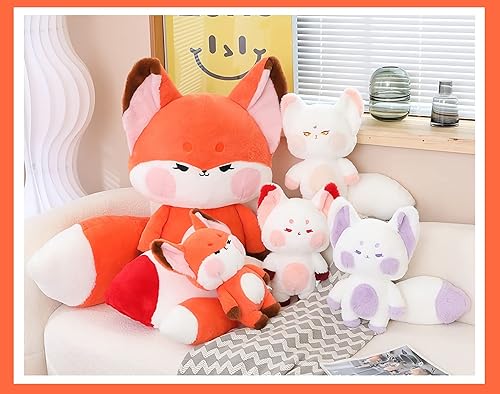 Miniatura 9 de Kawaii Fox - Almohada de felpa de animales de peluche, zorro con cola grande, lindos juguetes de peluche suaves para cumpleaños de niños y niñas