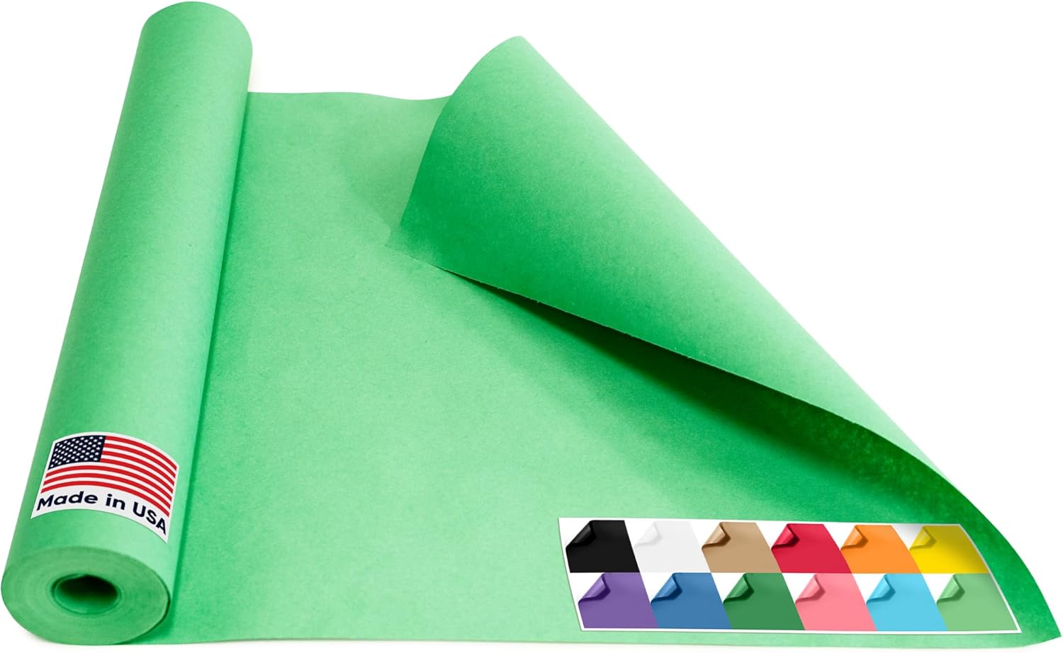 USA-Made 18" x 1200" Christmas Green Kraft Paper Roll, 45 lbs Thickness, American Quality Colored Kraft Paper for School, Bulletin Board - Non-Toxic, Odorless, Safe for Kids 1 Roll 18"W x 1200"L Green