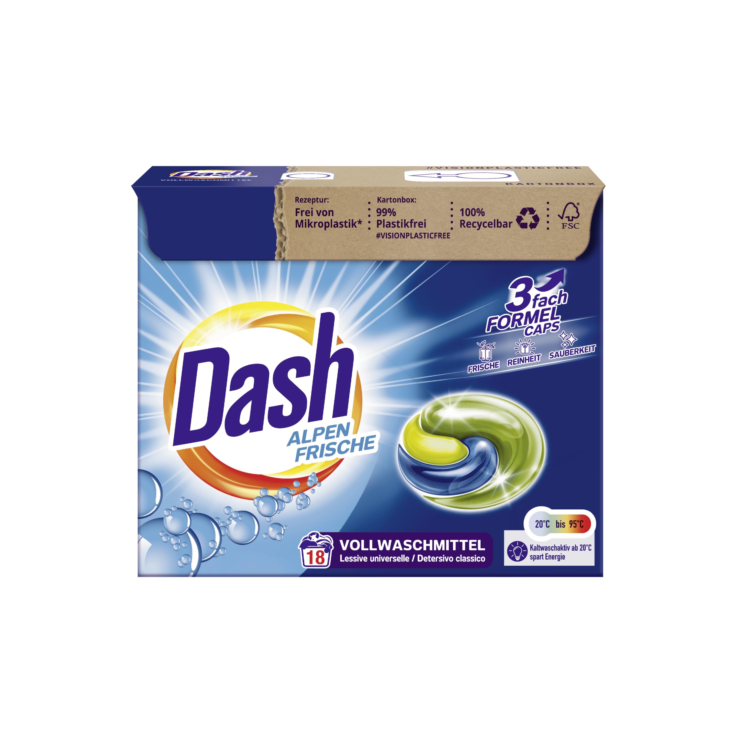 DASH Alpen Frische Kapsułki do prania 3w1, 18szt.