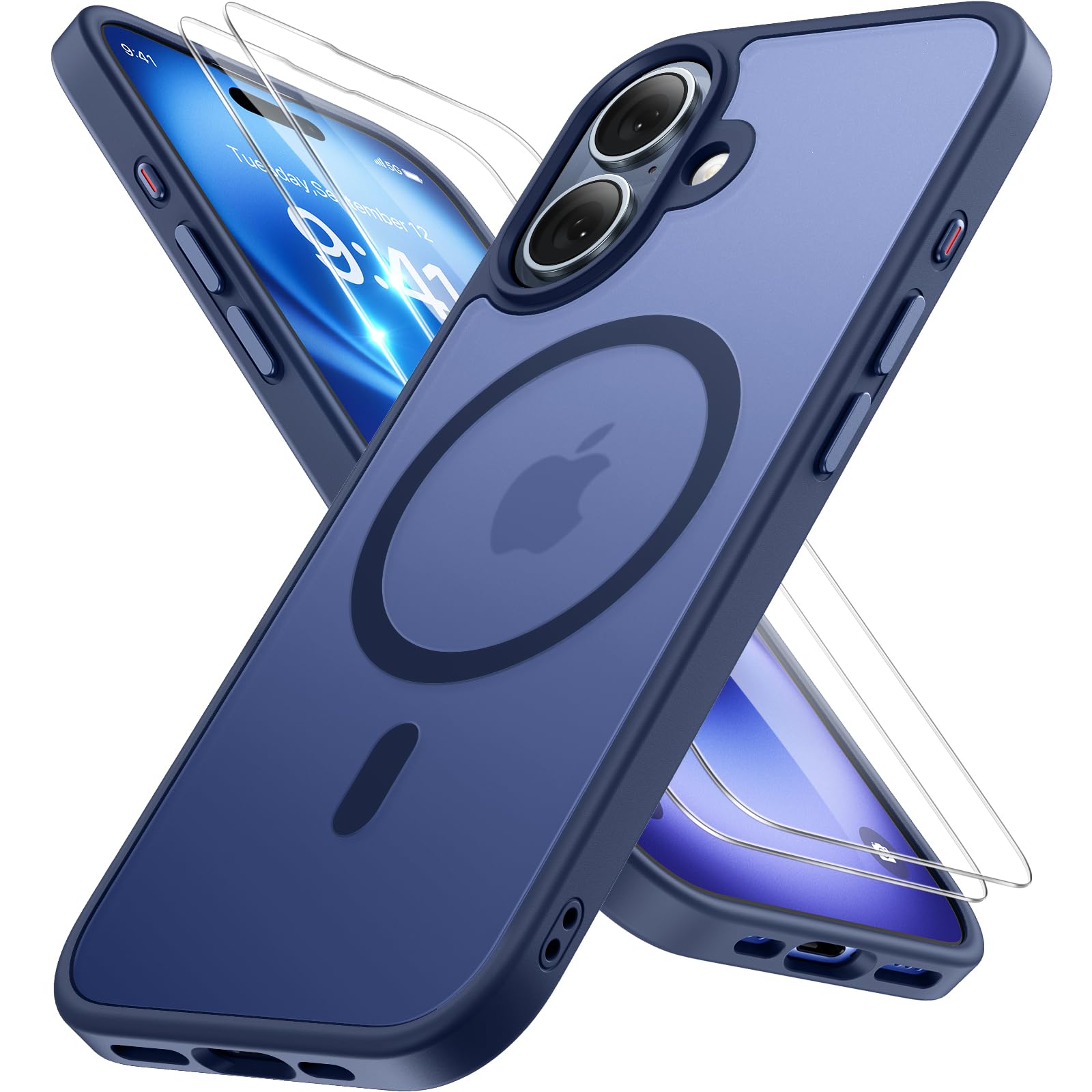 Miracase for iPhone 17 Pro Max Case with MagSafe [with 9H+Screen Protector] Military-Grade Protection Shockproof Scratch-Resistant with Velvet Touch for iPhone 17 Pro Max Cover 6.9", Matte-Deep-Blue — view 44