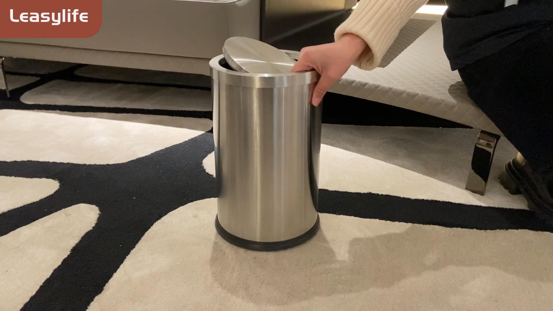 Image of Brushed Nickel Bathroom Trash Can,Stainless Steel Garbage Can with Fild Lid,Small Trash Can for Bedroom,Hotel,Office,Laundry(Sliver)