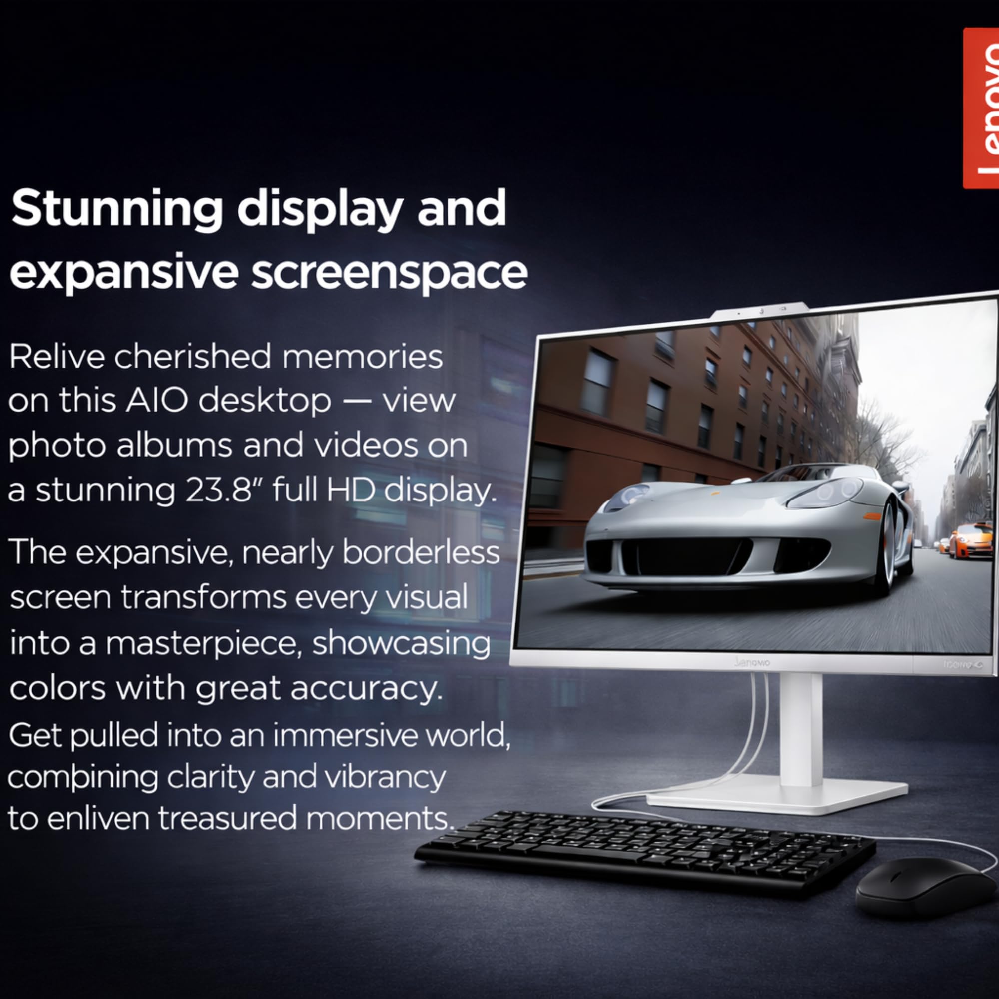 Lenovo IdeaCentre 24" FHD All-in-One Desktop Computer with Lifetime Office 365 for The Web • 32GB RAM • 1TB Storage • Intel Core • Wired Keyboard and Mouse • Windows 11