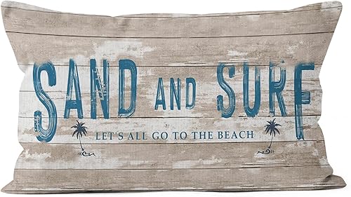 HIWX Fundas de almohada náuticas costeras de playa de arena y surf, funda de almohada decorativa para sofá, cama, decoración del hogar de la