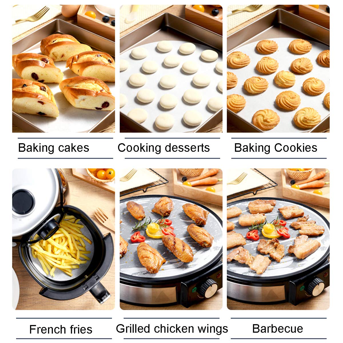 22,9 cm ungebleichtes rundes Pergamentpapier, 500 Blatt, Tortilla-Presspapier für Ofen, antihaftbeschichtet, zum Backen von Keksen, Brot, Kuchen, Pizza, Luftfritteuse, Toaster, Ofen