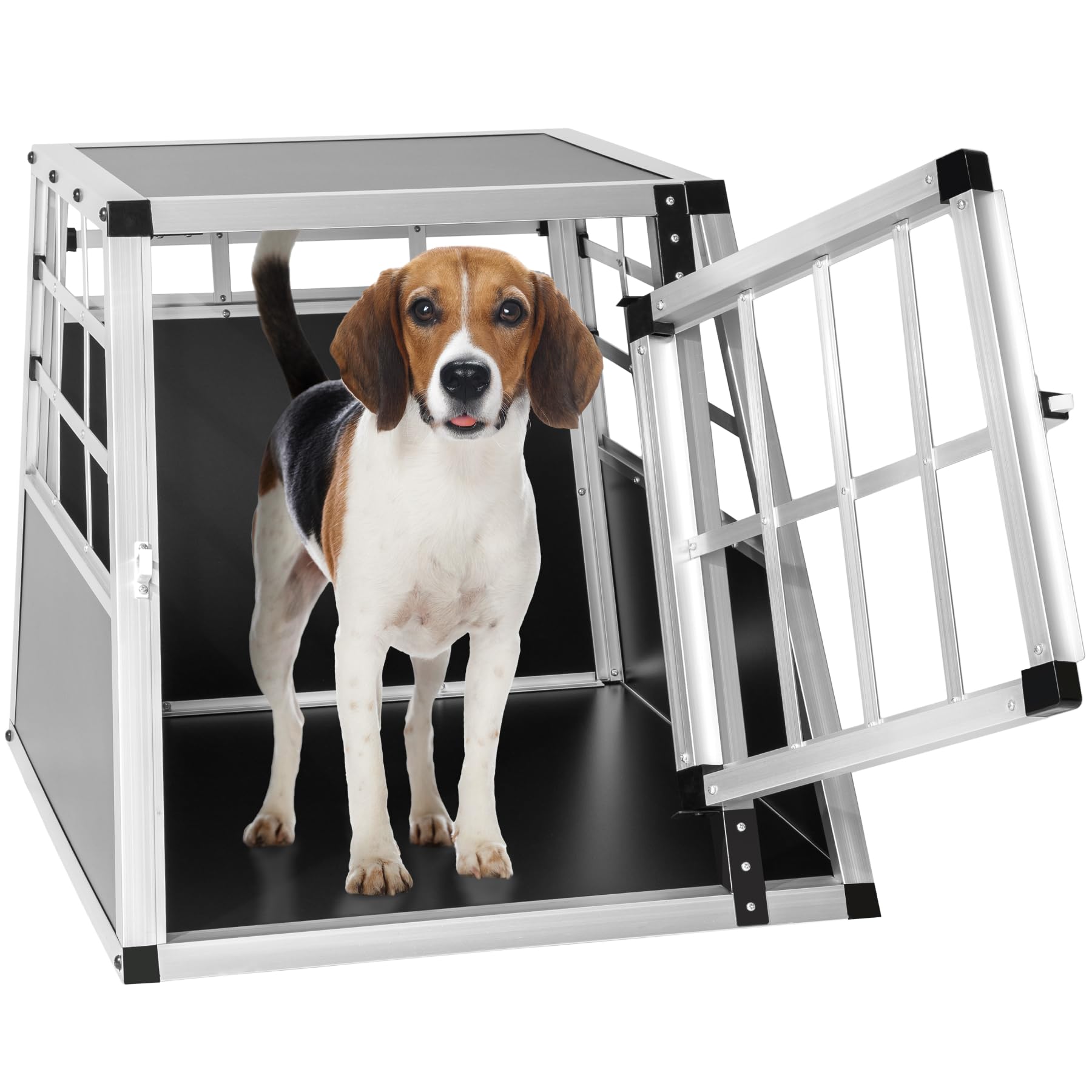 tectake® Transportin Perro Coche, Jaula para Perros con Puerta y Cerradura, Transportin Perro Grande Robusto, Jaula Perro Mediano Fácil de Limpiar, Jaulas para Perros - 54 x 69 x 50 cm