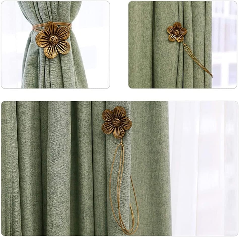 Curtain Magnet Buckle A Pair of Pastoral Flowers Indoor Bedroom Living Room Soft Decorative(E)