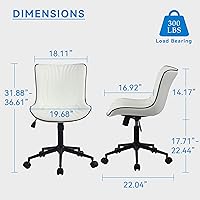 Vista 94 de YOUNIKE Silla de oficina, silla de escritorio sin brazos con ruedas, sillas giratorias ajustables para computadora de oficina en casa, silla