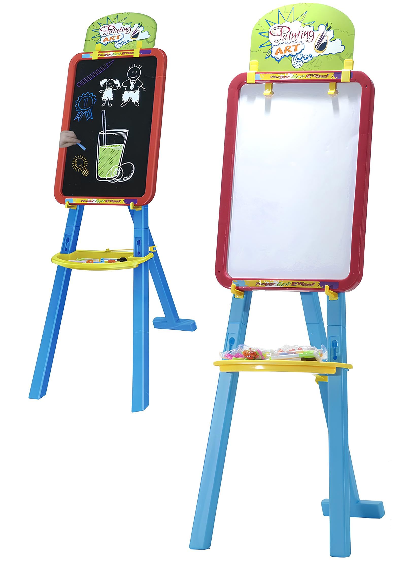 Lavagna Double Face per Gessi Pennarelli Magnetica Lavagna Verticale Orizzonatale Removibile con Cavalletto Pennarelli Gessi Lettere Numeri Magnetici Lavagne per Bambini 3in1 Lavagne Artista Scuola