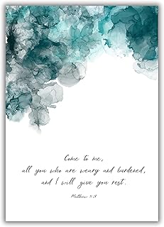 Matthew 11 28 Wall Art Print Come to Me Christian Decor Picture, Scripture Gifts for Men UNFRAMED A4, Crafty Cow Design