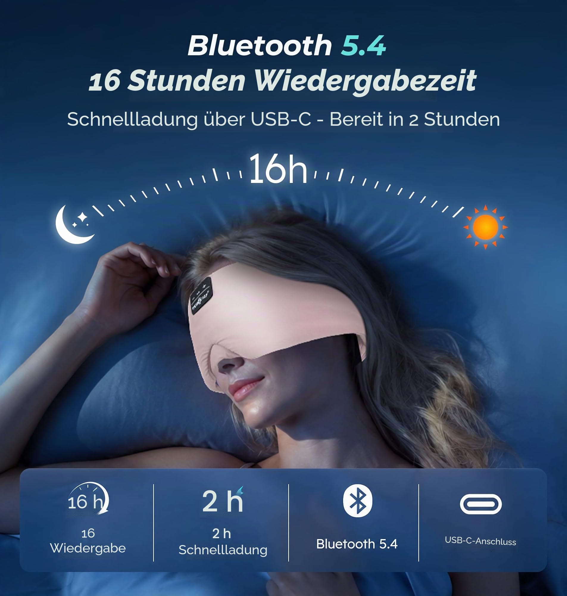 Schlafmaske mit Bluetooth-Kopfhörern, 100% verdunkelnde Seiden-Augenmaske, Kopfhörer für Männer und Frauen, weiche Schlafkopfhörer, Bluetooth-Augenmaske zum Schlafen, Reisen (Babyrosa)