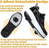 Vista 3 de Wooowyet - Zapatos con ruedas recargables para patinar para niños, unisex, con luces LED, moda Negro (mesh black)