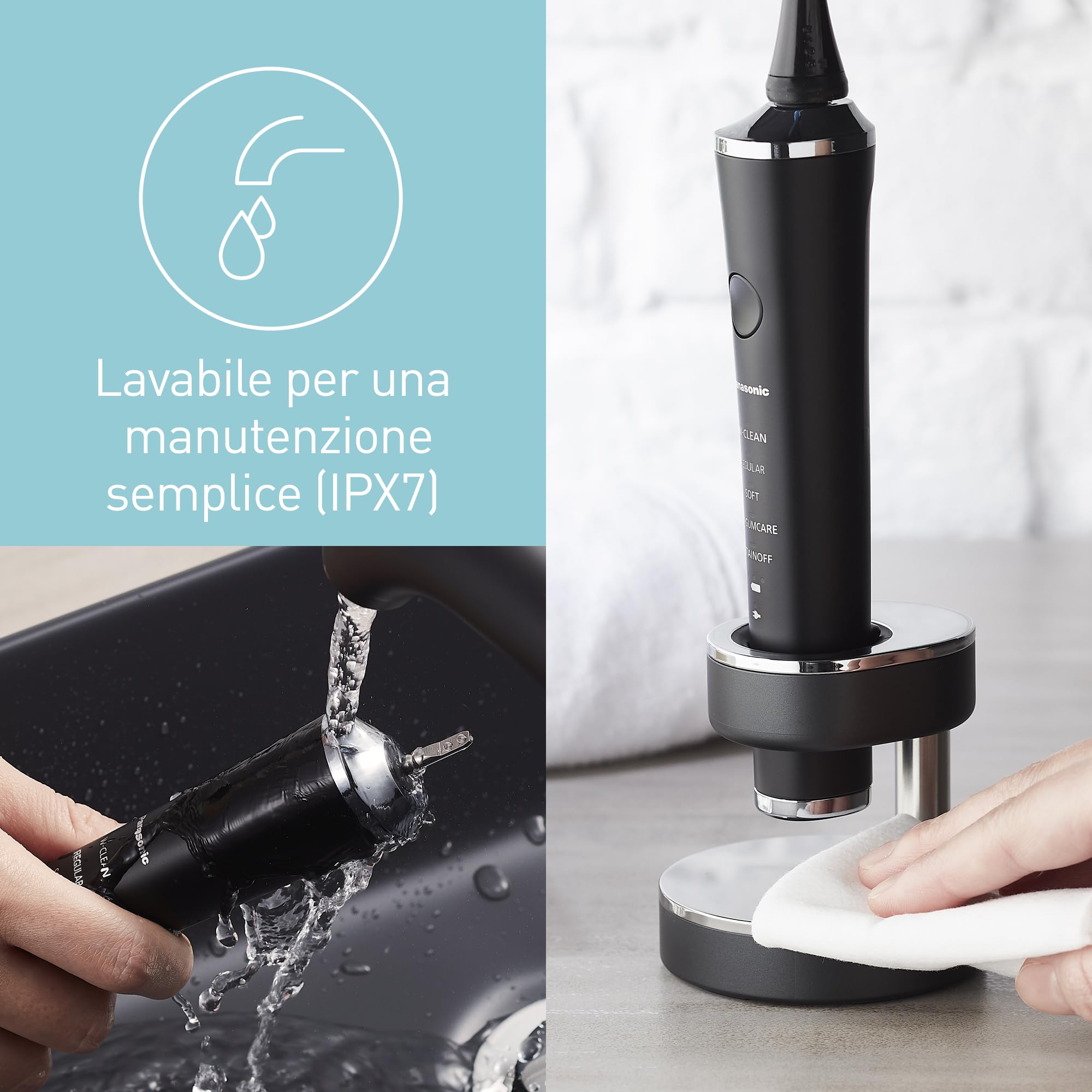 Panasonic EW-DP52-K803 - Spazzolino elettrico ricaricabile a doppia vibrazione, 1 ora di ricarica