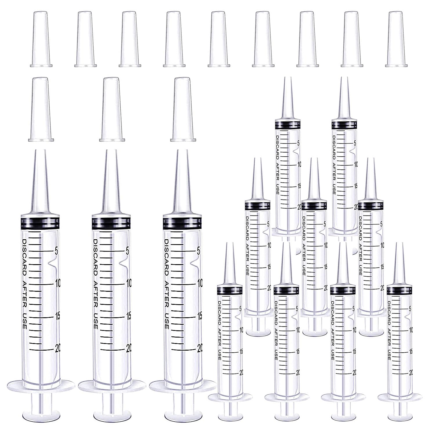 20 ml Syringe without Needle, Syringe for Liquid with Cap, Oral, Scientific Labs, Measurement, Pack of 12