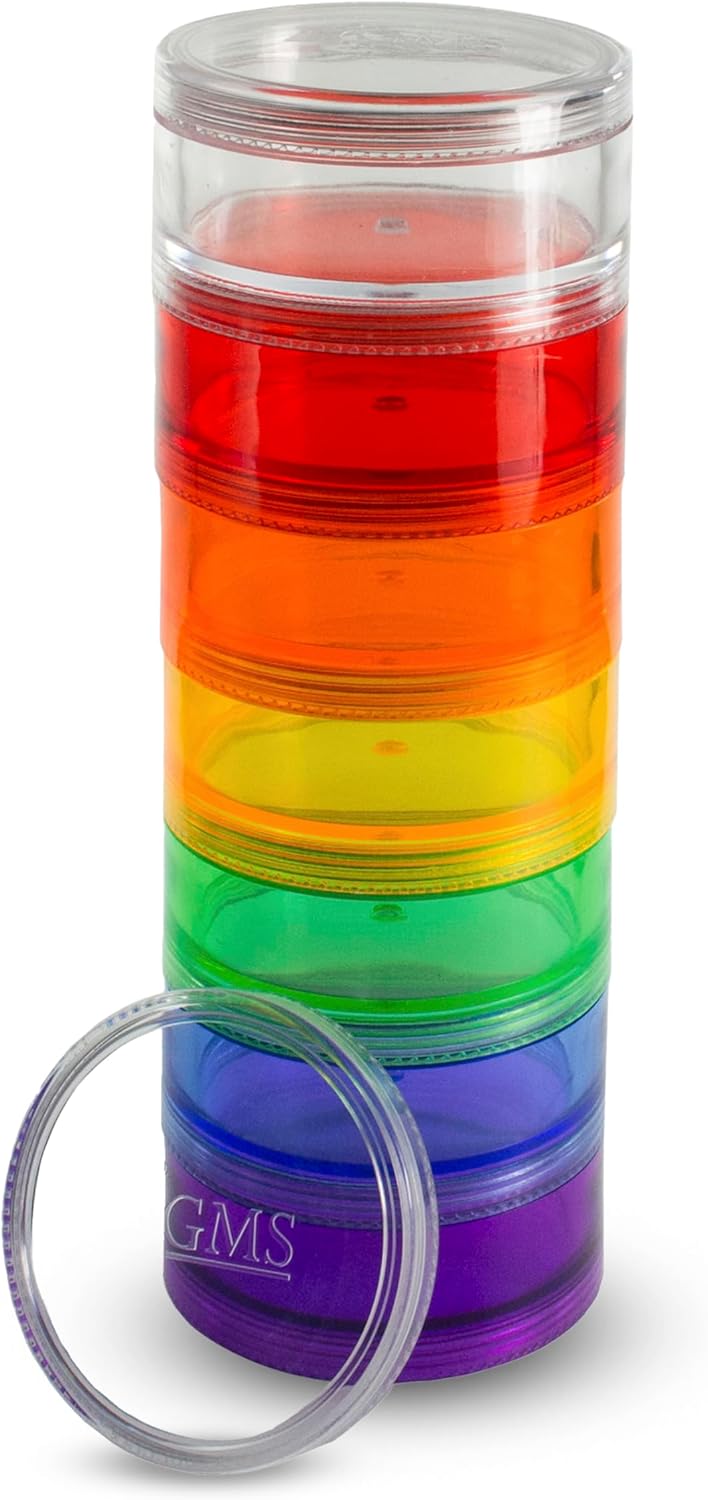 7 Day Medicine Pill Organizer – Stackable Pill Box – Fits Small & Large Tablets & Vitamin Supplements – Keep Your Daily Medicine Organized in One Place – Large – Rainbow