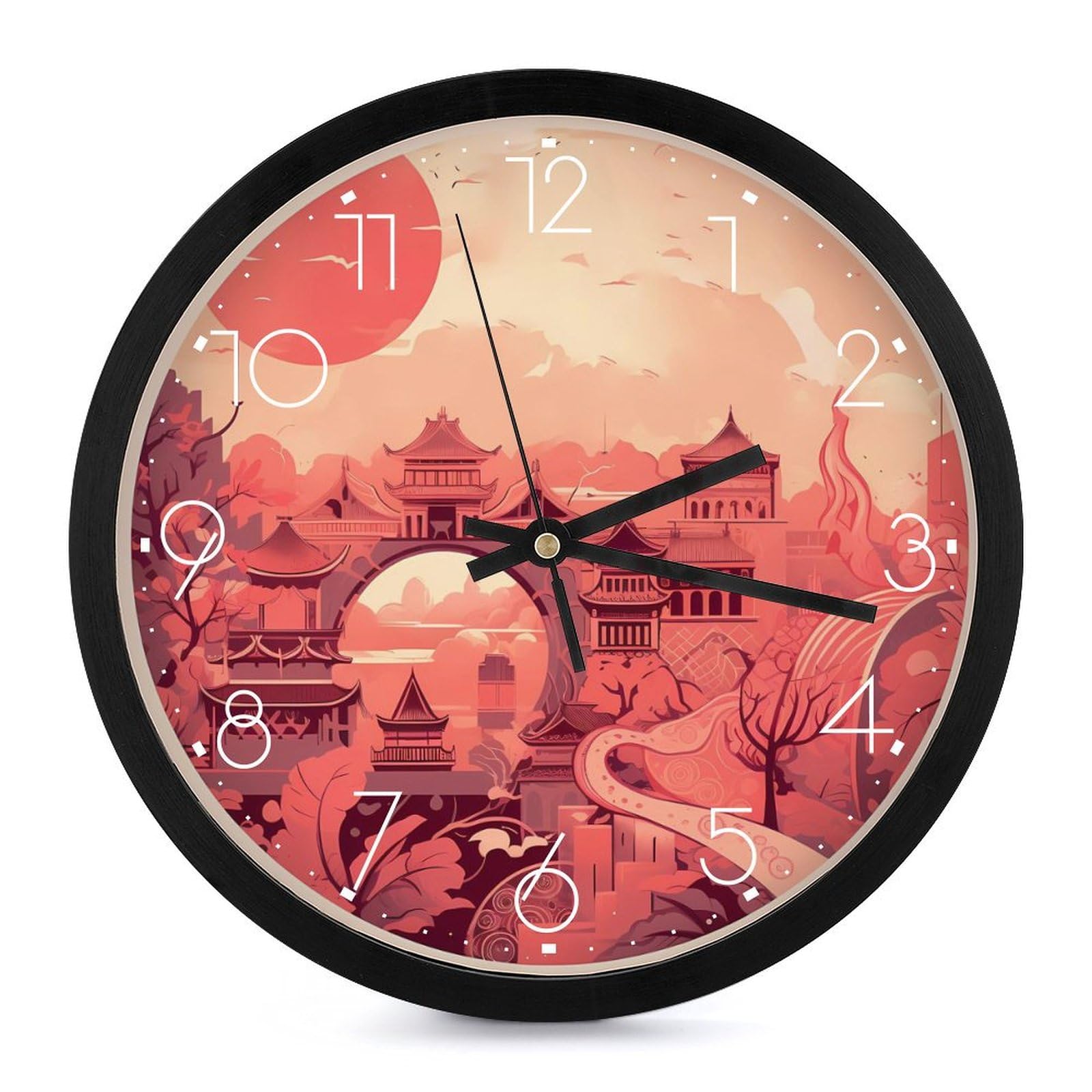 Horloge murale chinoise silencieuse pour décorer la cuisine et la chambre à coucher