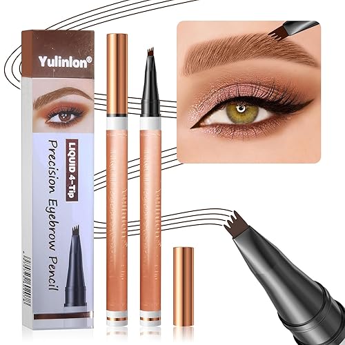 Miniatura 6 de Lápiz de cejas de 4 puntas, 6 colores, resistente al agua, de larga duración, herramienta de maquillaje profesional (2# marrón oscuro)