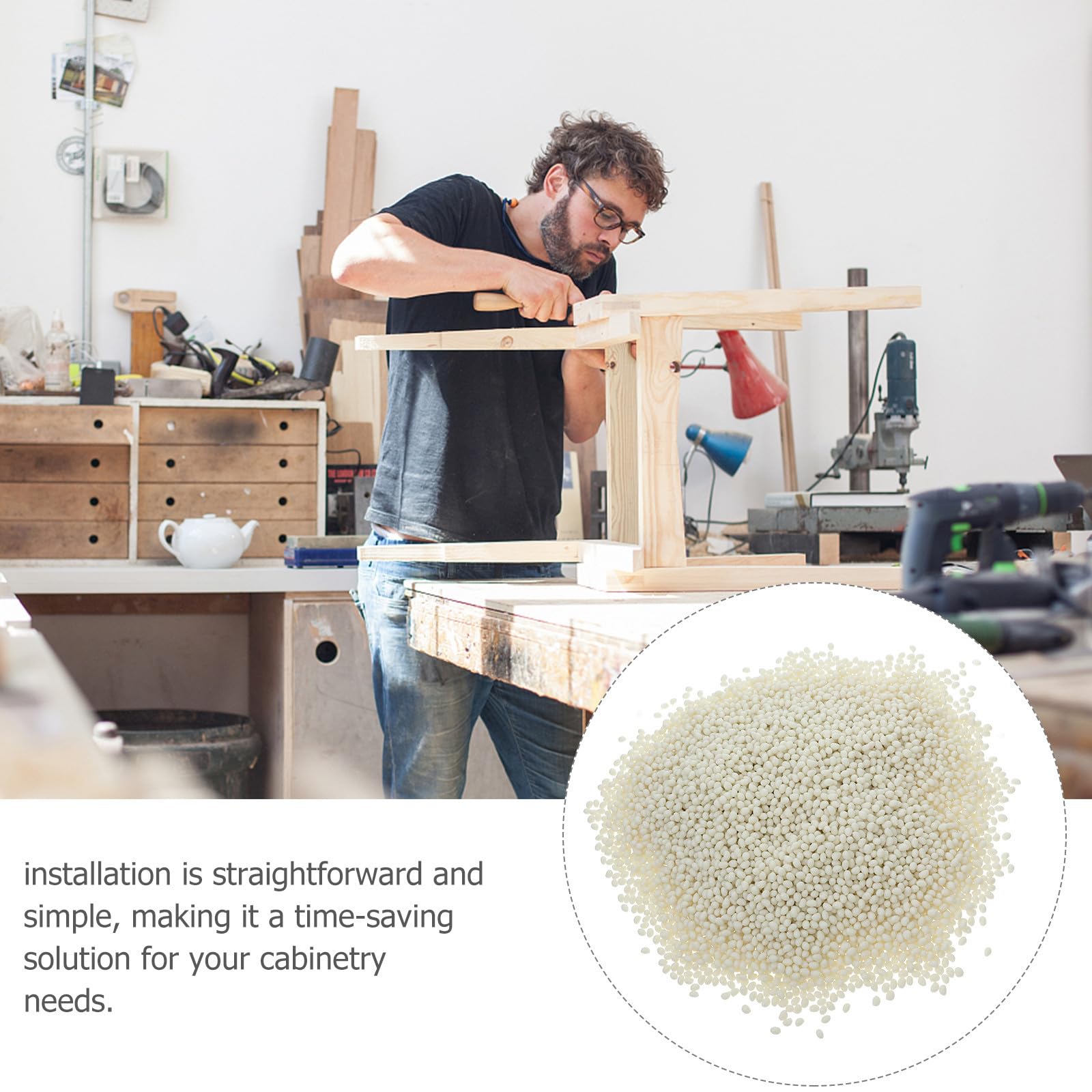 Pegamento Termofusible en Gránulos 1000 G para Muebles y Bricolaje, Pellets para Encoladora de Cantos, Adhesivo para Manualidades Material PVC Seguro