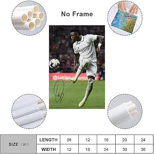 Miniatura 3 de LOGAUT Vinicius Jr Poster Vini Jr - Póster de fútbol firmado para pared, pintura estética para decoración del hogar, (V5114), sin marco, 12 x 18