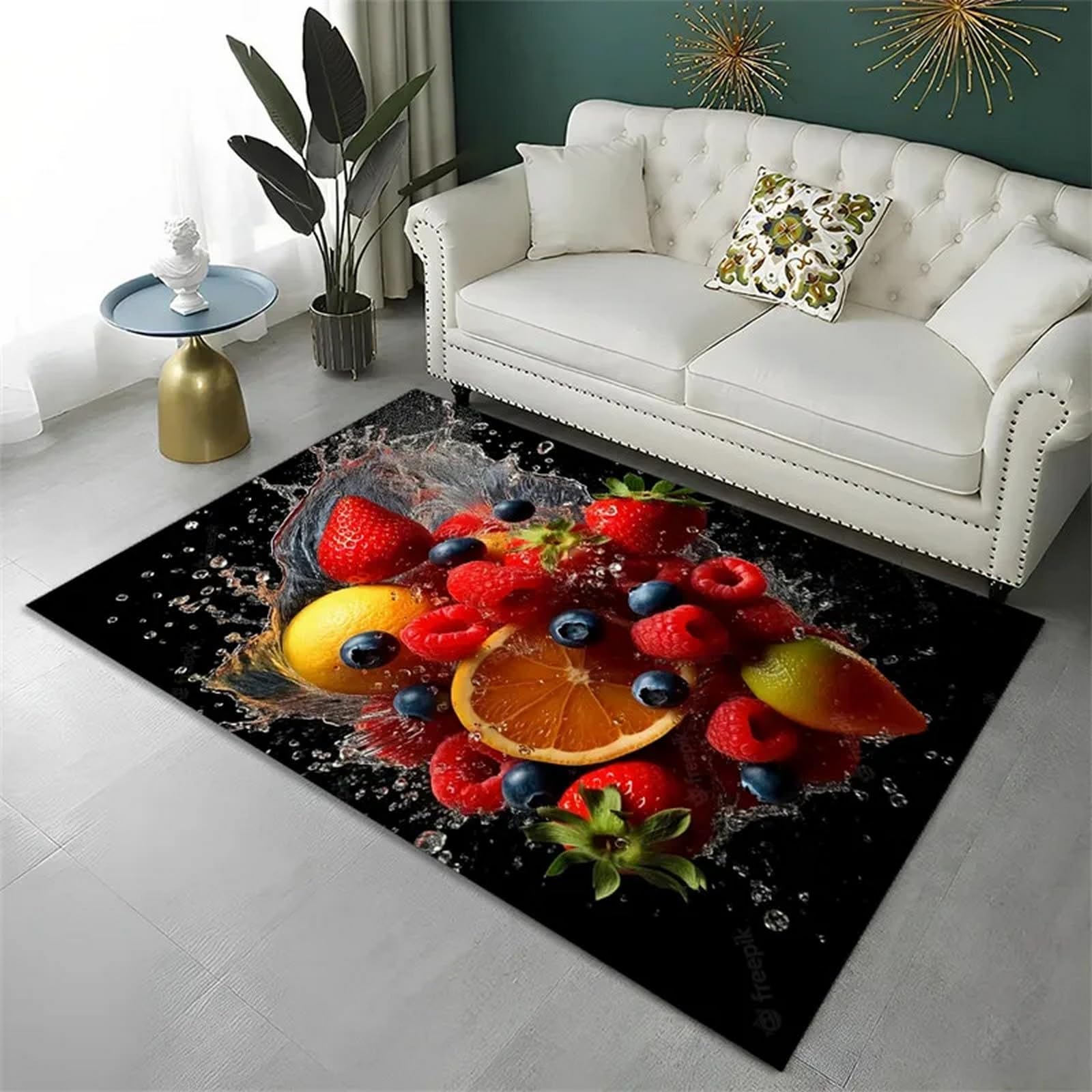 Vegetable And Fruit Modern Living Room Rug 50 X 80 Cm 3D Printed Area Rug Flannel Bedroom Rug Decoration Men Boys Room Game Floor Mat Anti-Slip Kitchen Bathroom Rug Pad Door Mat-3304602597249