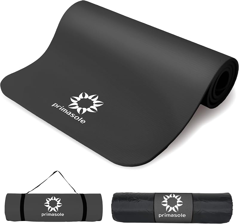 Primasole Thick Yoga Mat, 1/2-Inch Extra Thick NBR Mat with Enhanced Stability - Textured Design, Lightweight Mat with Carrying Strap & Case for Yoga, Pilates, Gym & Home Use (Multiple Colors)