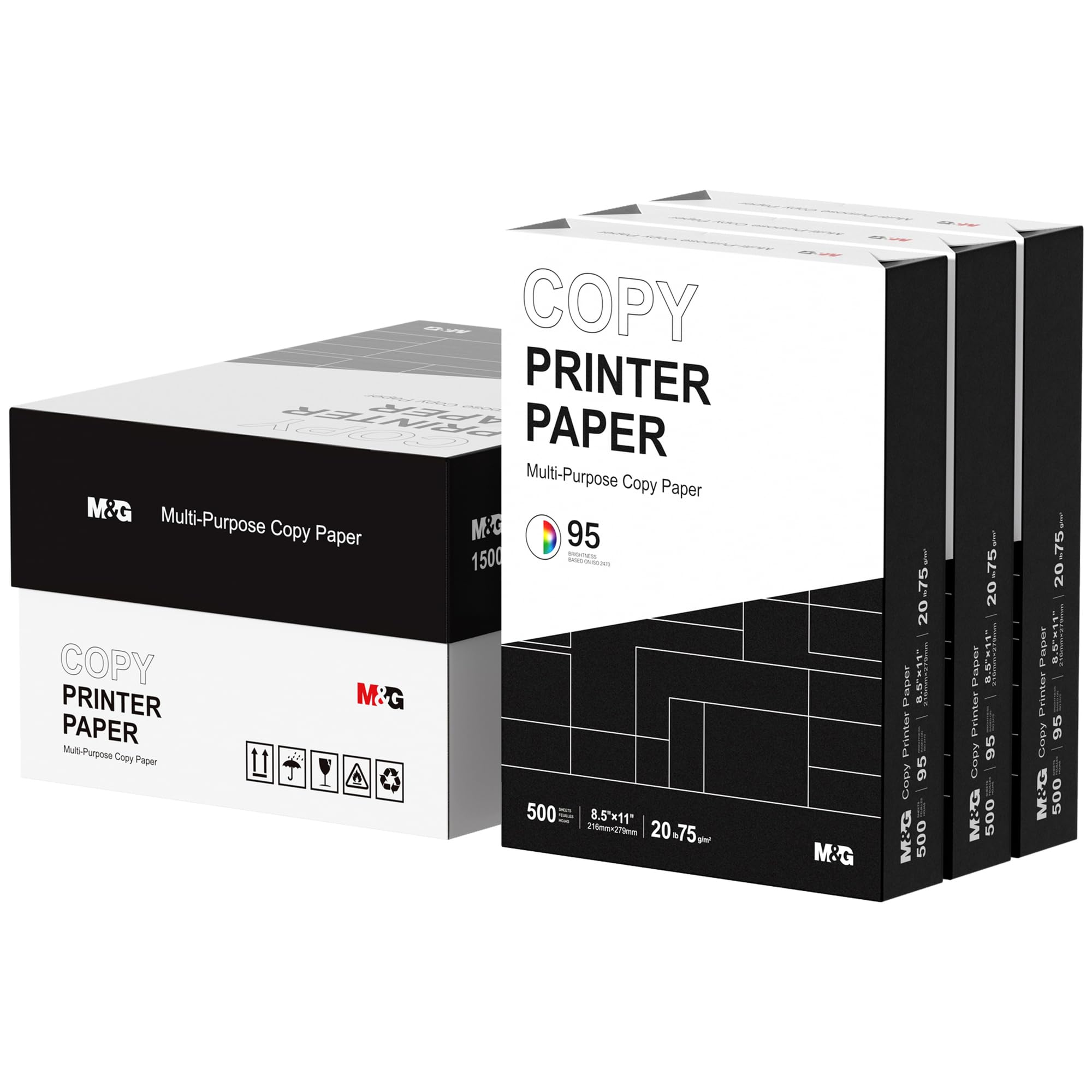 M&G Printer Paper Multipurpose Copy Paper, 8.5 x 11 inches - 3 Ream (1500 Sheets), 20 lb, 95 Bright, White image 7