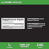 Vista 2 de Optimum Nutrition Cápsulas de recuperación muscular de L-glutamina, 1000 mg, 240 unidades (el paquete puede variar)