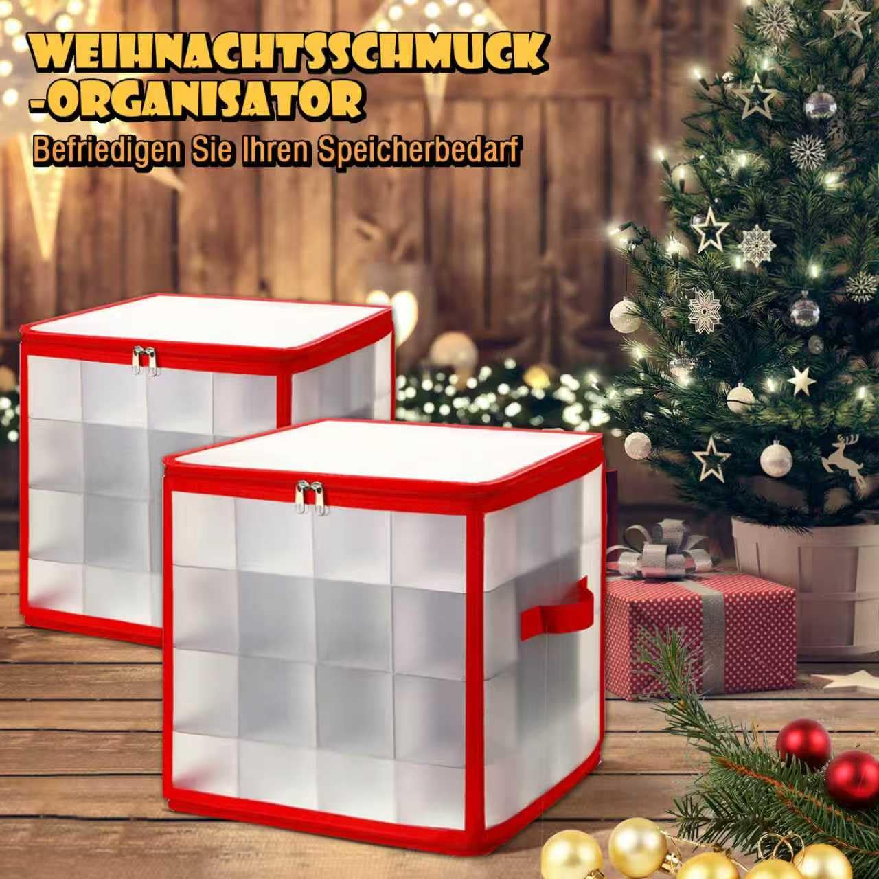 HILKKET Scatola Portaoggetti Ornamenti Natalizi, Contenitore Palline Natale, Scatola Decorazioni Natalizie, Conservazione degli Addobbi Natalizi, Organizer Addobbi Albero Natale Scomparti (A)