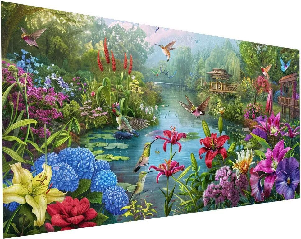 Peinture diamant lys oiseau broderie kit complet adulte 60x120cm