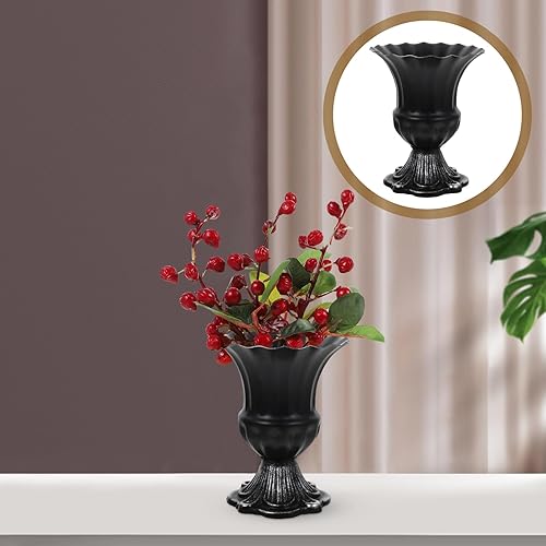 Miniatura 3 de MAGICLULU Florero de mesa de metal, maceta de trompeta, florero floral, florero decorativo de escritorio, pequeño jarrón de metal antiguo, jarrón de