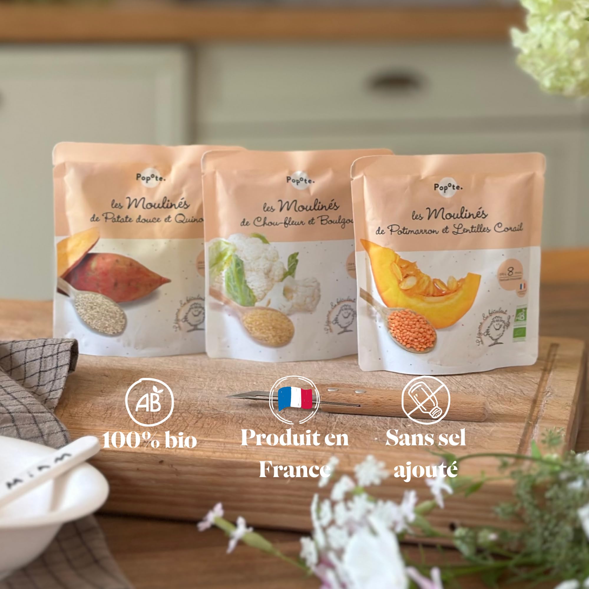 POPOTE - Mouliné Patate Douce Quinoa Bio - Repas Bébé Dès 8 Mois - Sachet Individuel 180g - Recette Simple et Saine - Format Pratique à Emporter - Pack Familial Économique 10 x 180g